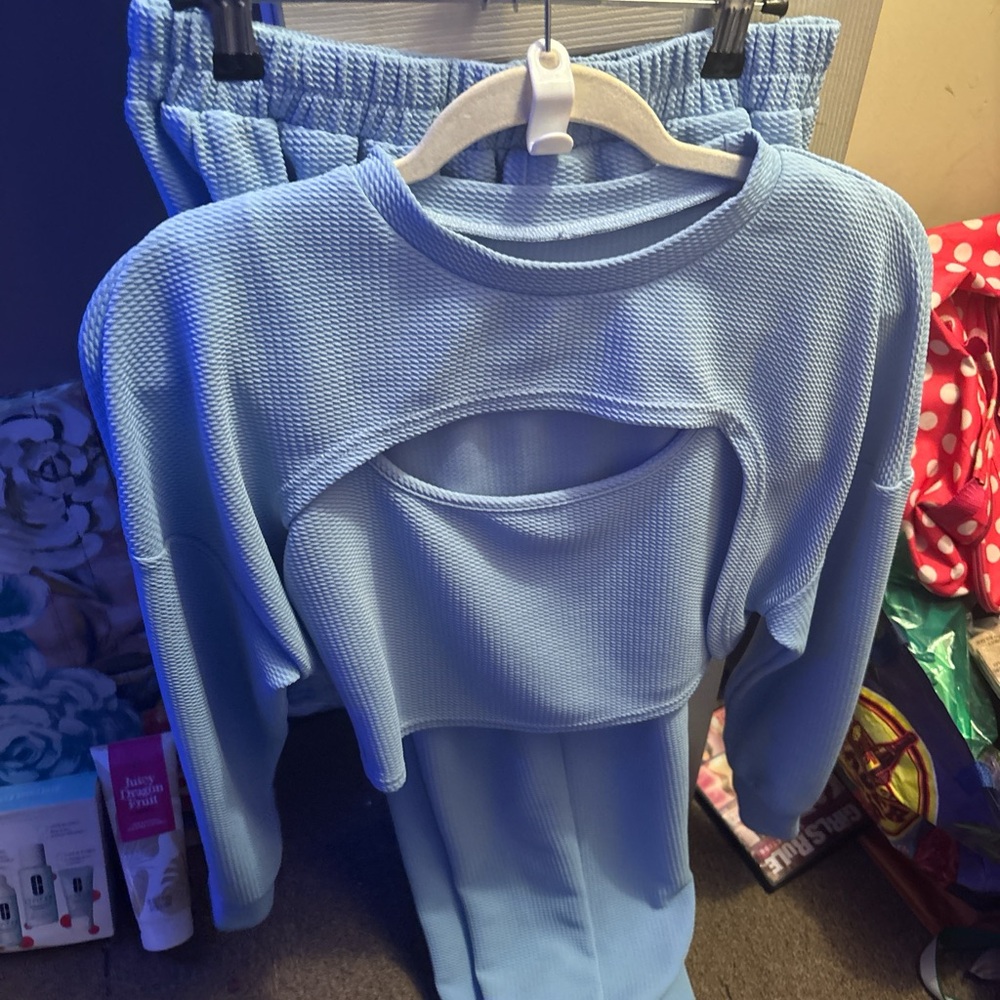 Light Blue Textured Two-Piece Set